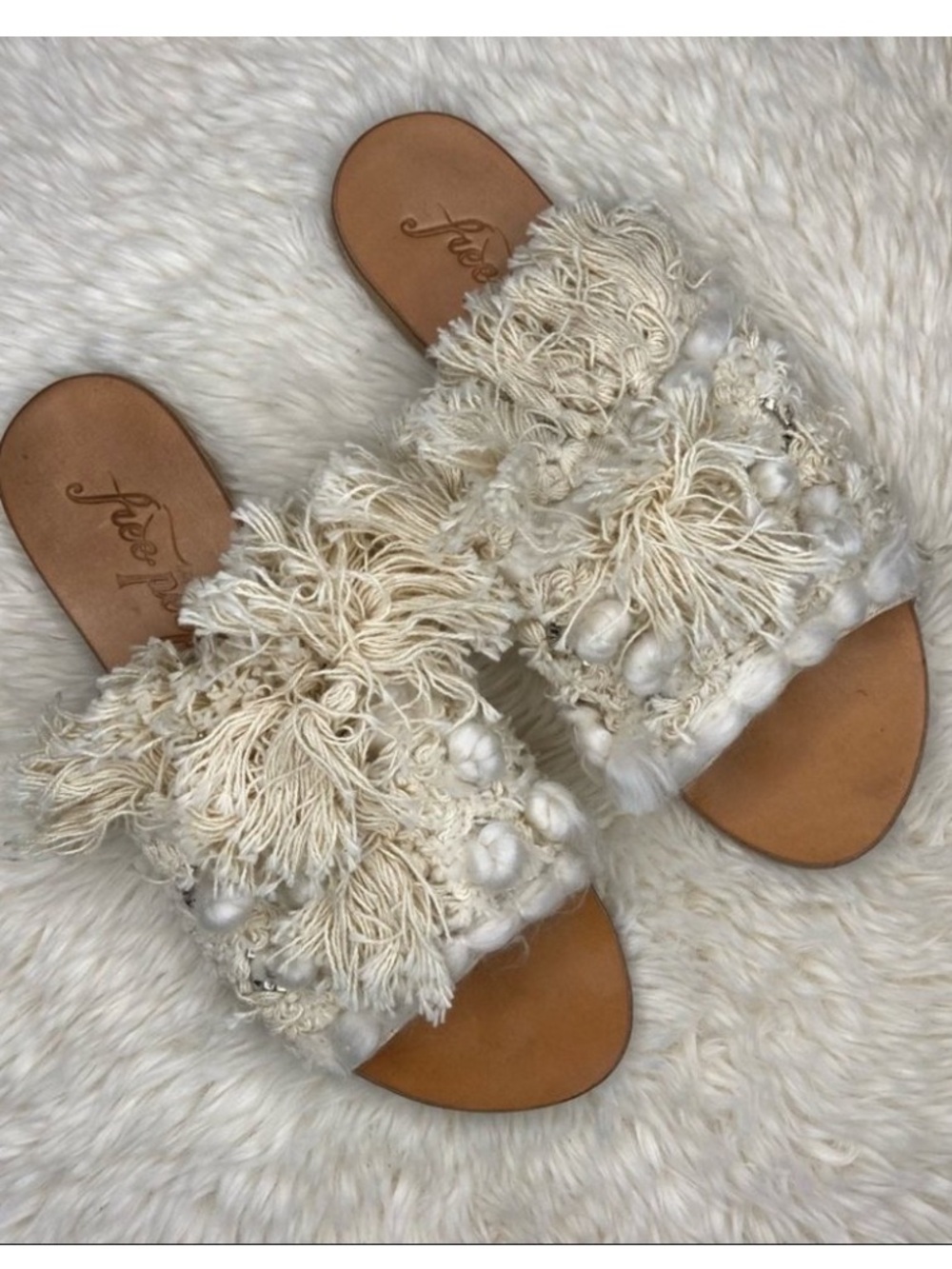 FREE PEOPLE Venus At Night Slide Sandals In Ivory